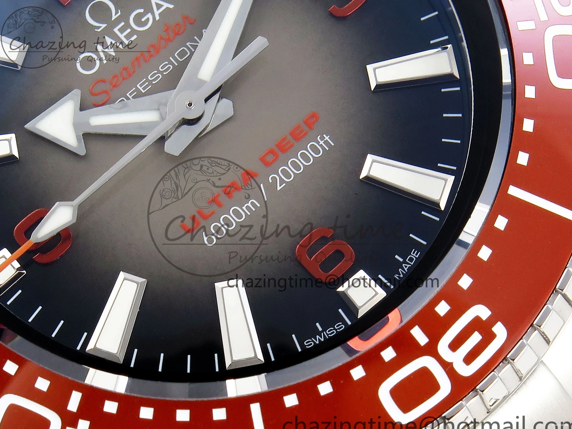 0219 SEAMASTER PLANET OCEAN 6000M ULTRA DEEP 45.5MM SS TF 1:1 BEST EDITION GRAY DIAL ORANGE BEZEL ON SS BRACELET A WellDesigned 7757